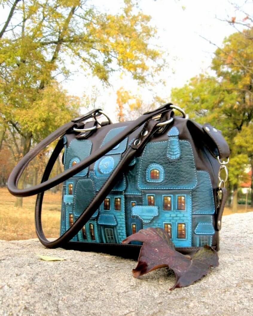 Helen Artis CityRomance hand-painted handbag